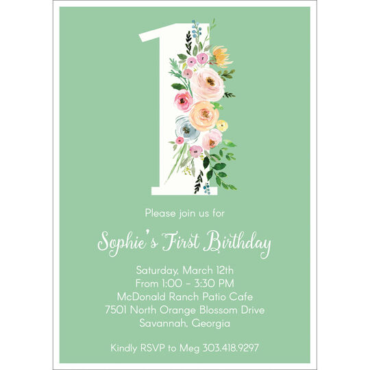 Floral One Invitations